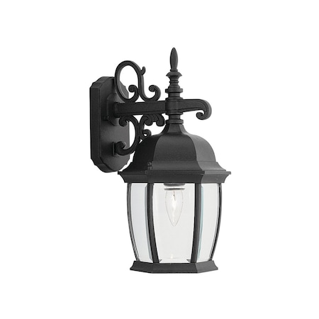 Designers Fountain Tiverton 16 in 1Light Black Outdoor Wall Lantern with Clear Glass Shade 2421-BK